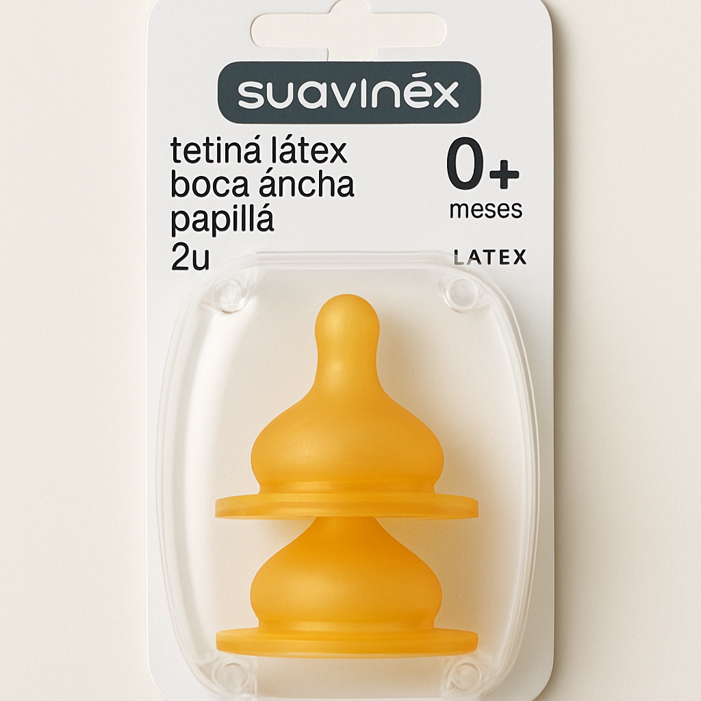 TETINA LATEX BOCA ANCHA SUAVINEX PAPILLA  2 U